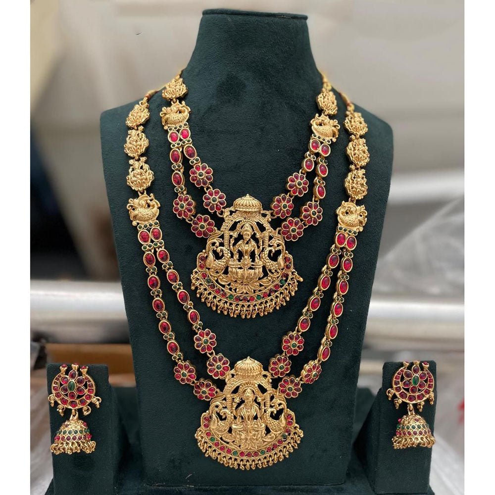 SNERA Graceful Pota Stone And Pearl Temple Double Necklace Set