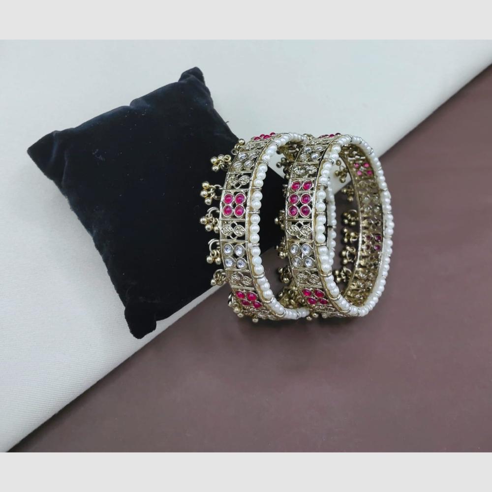 SNERA Elegant Pota Stone And Pearl Designer Bangles Set