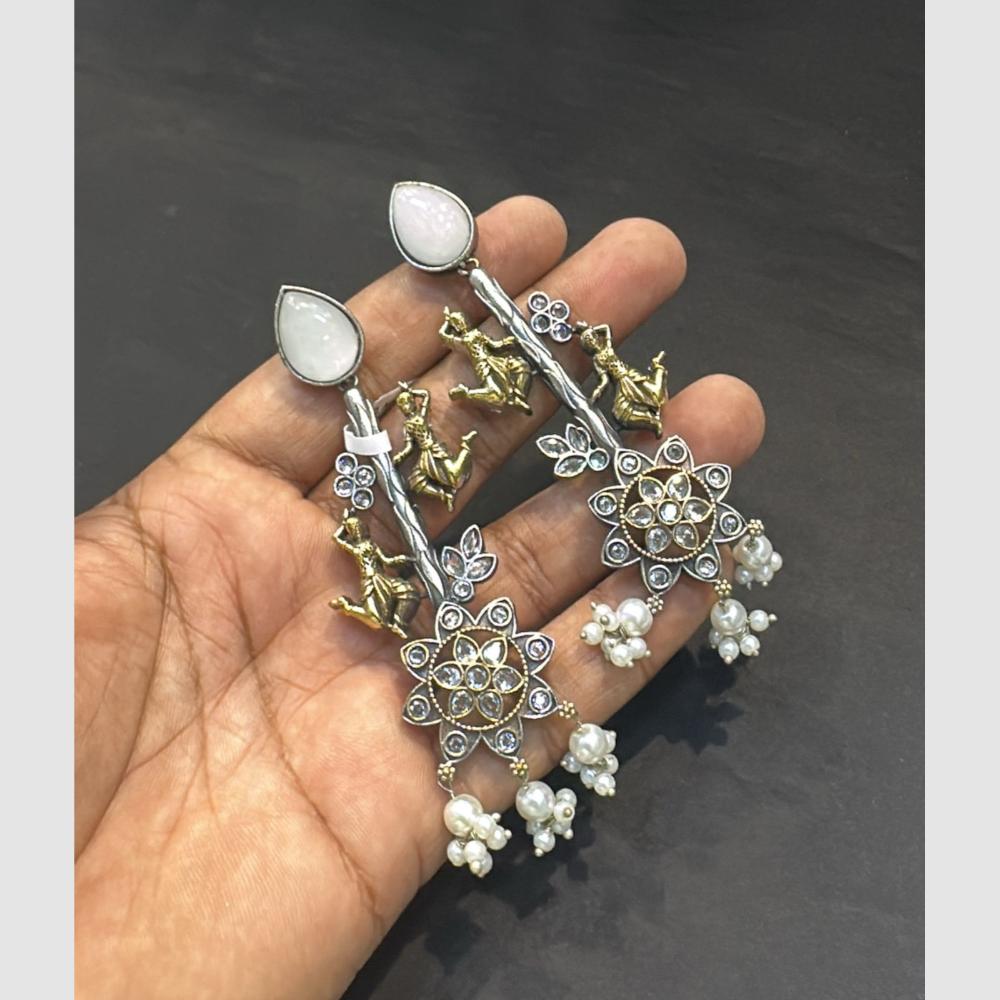 SNERA Graceful Pota Stone And Pearl Designer Dangler Earrings