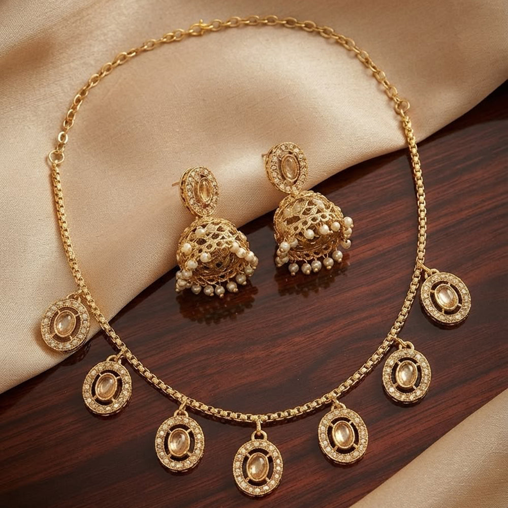 SNERA Elegant Crystal Stone And Pearl Necklace Set Women