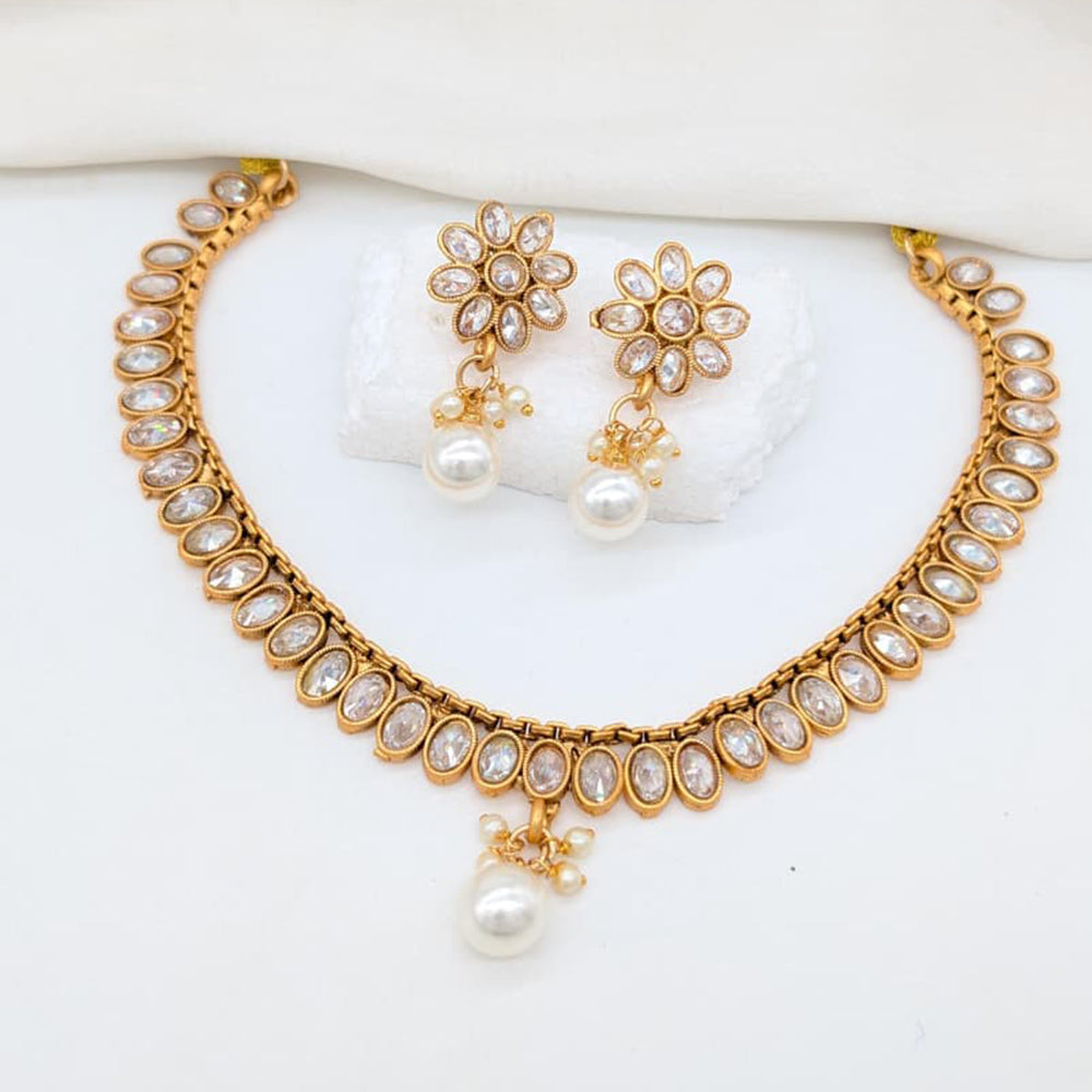 SNERA Elegant Crystal Stone And Pearl Necklace Set Women