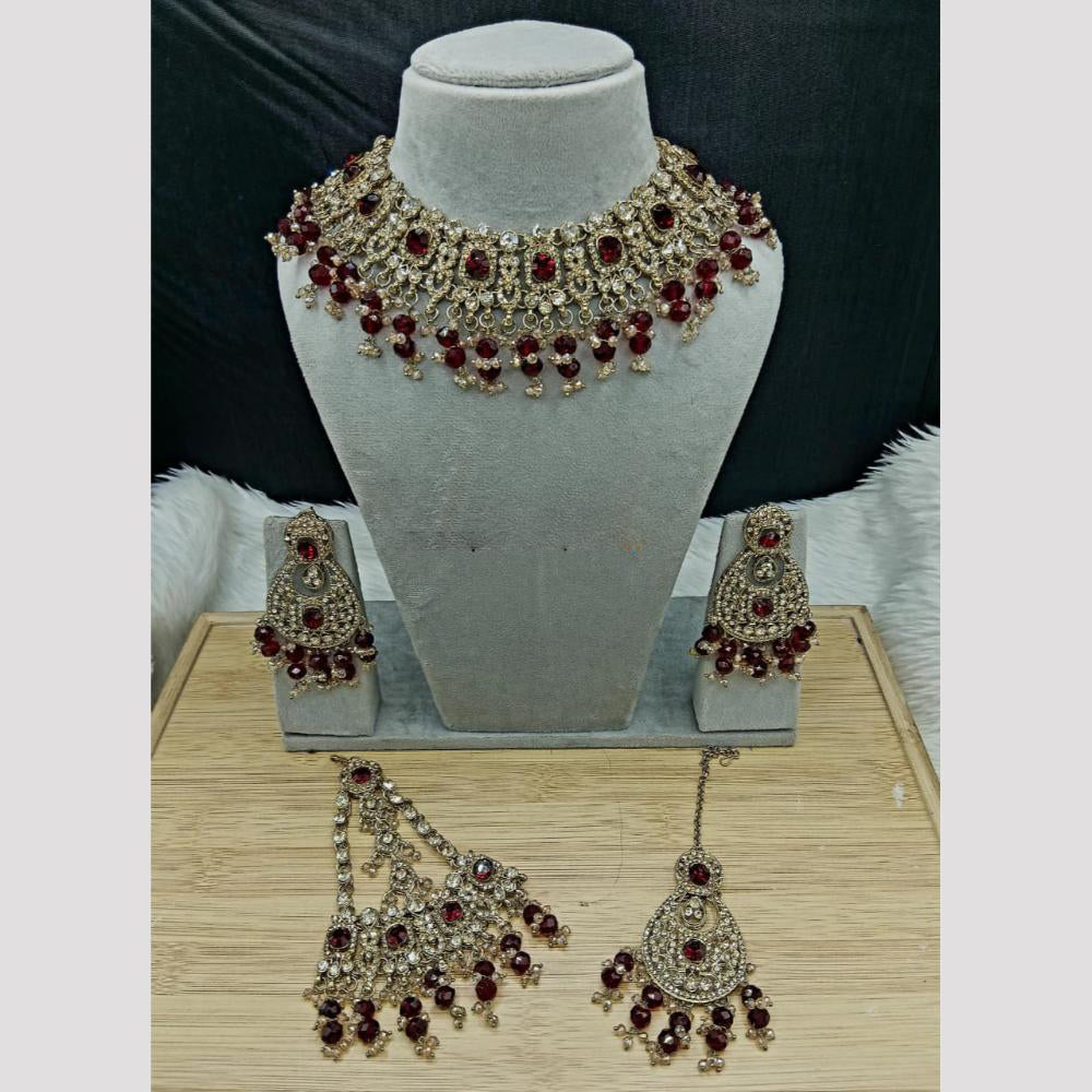 SNERA Elegant Crystal Stone And Pearl Necklace Set Women