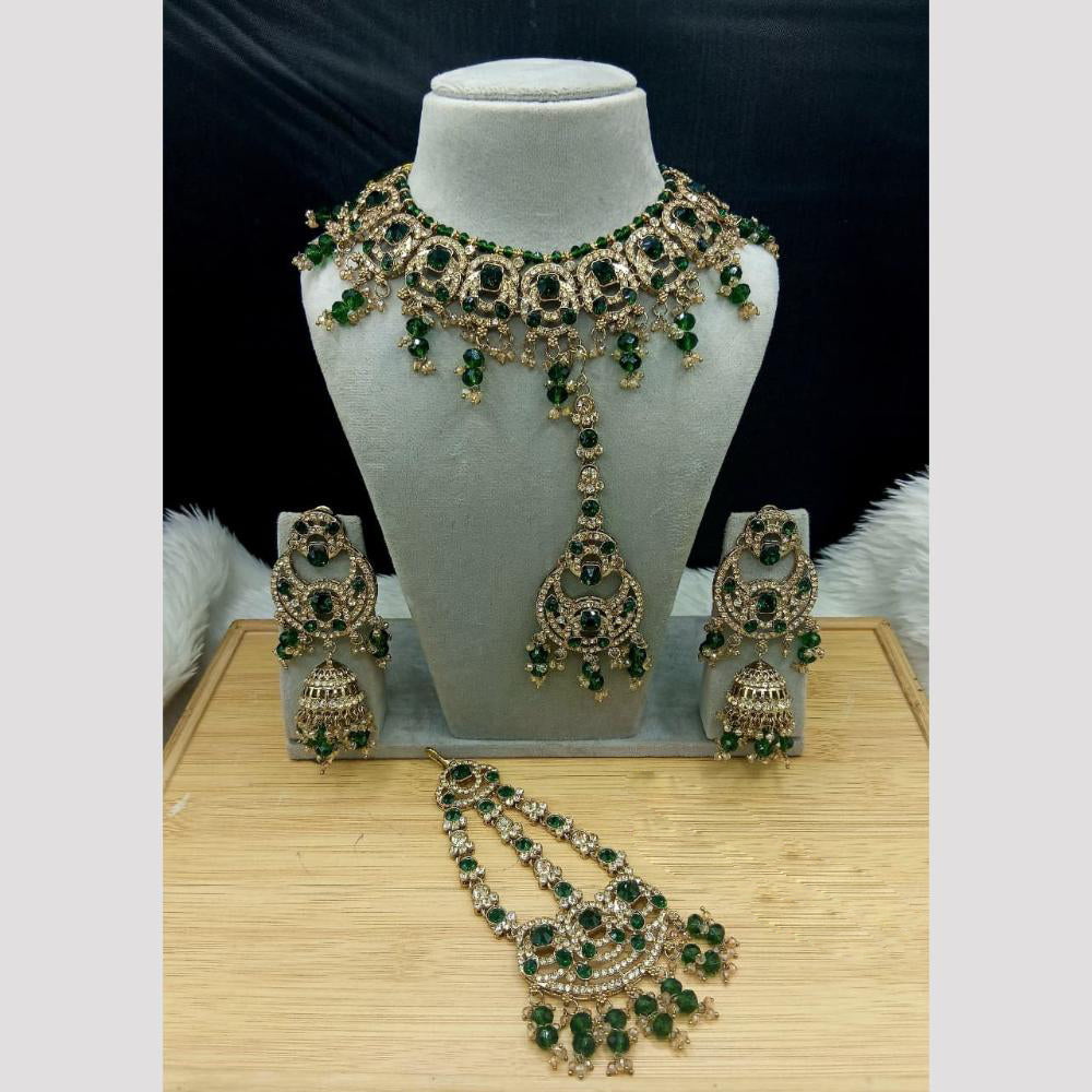 SNERA Elegant Crystal Stone And Pearl Necklace Set Women