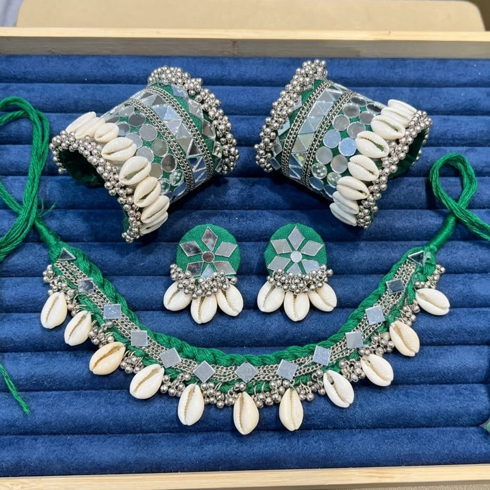 SNERA Beautiful Mirror And Shell Jewellery Combo Set for Women