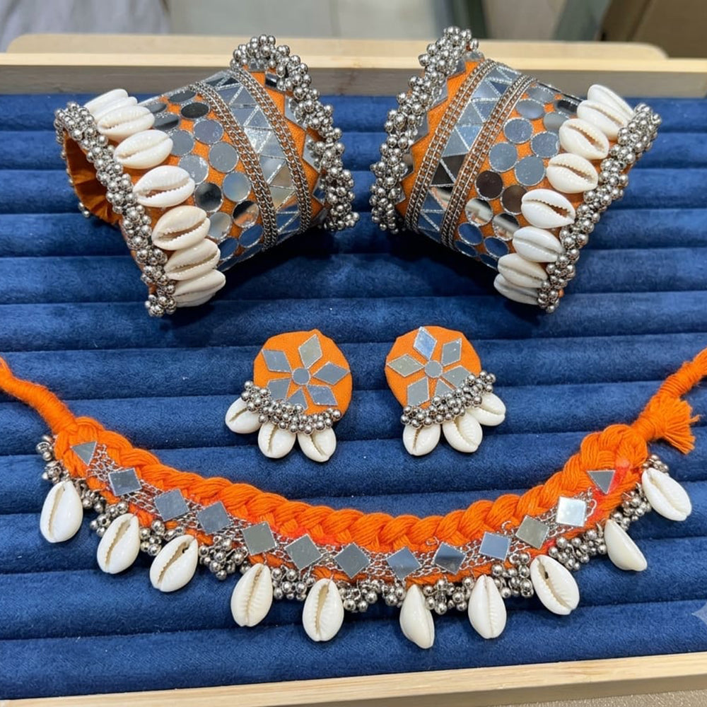 SNERA Beautiful Mirror And Shell Jewellery Combo Set for Women