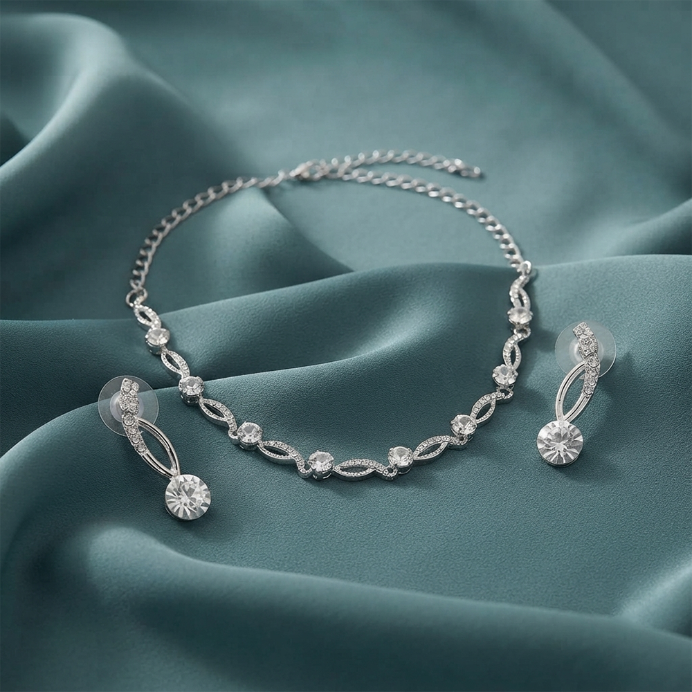 Darshana Jewels Premium Austrian Stone Necklace Set for Women (Set of 3)