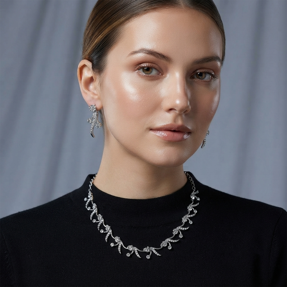Darshana Jewels Premium Austrian Stone Necklace Set for Women (Set of 3)