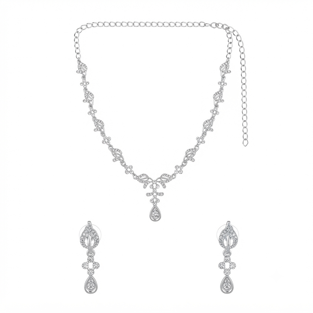 Darshana Jewels Elegant Austrian Stone Party Wear Necklace Set (Set of 3)