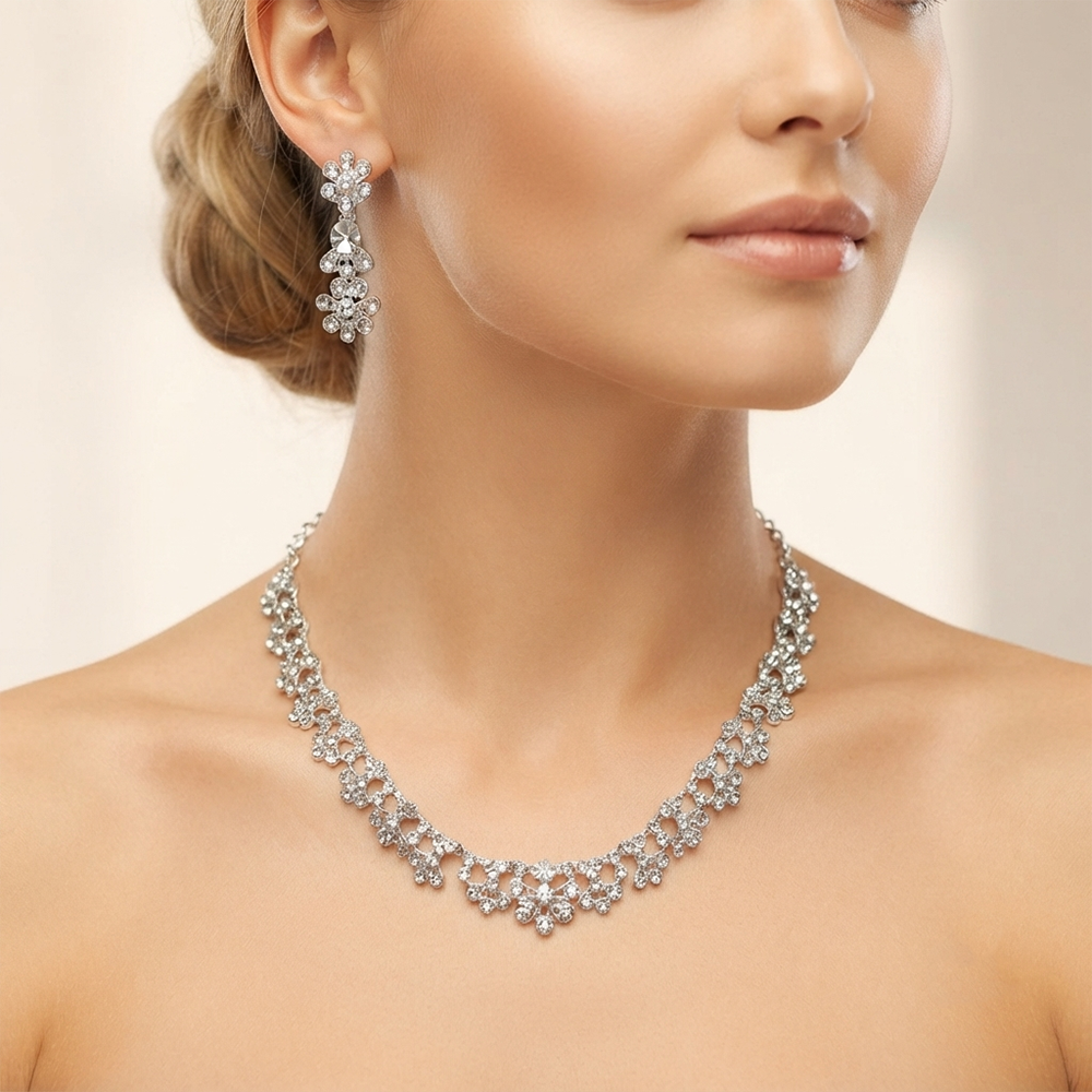 Darshana Jewels Glamorous Austrian Stone Necklace Set (Set of 3)