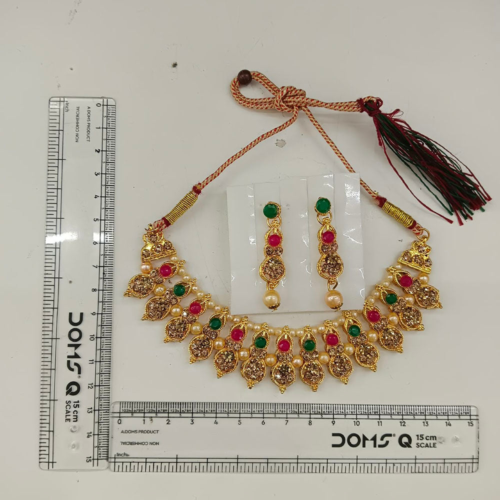 Urthn Gold Plated Pearl & Crystal Necklace Set for Women Traditional Jewellery (pack Of 3)