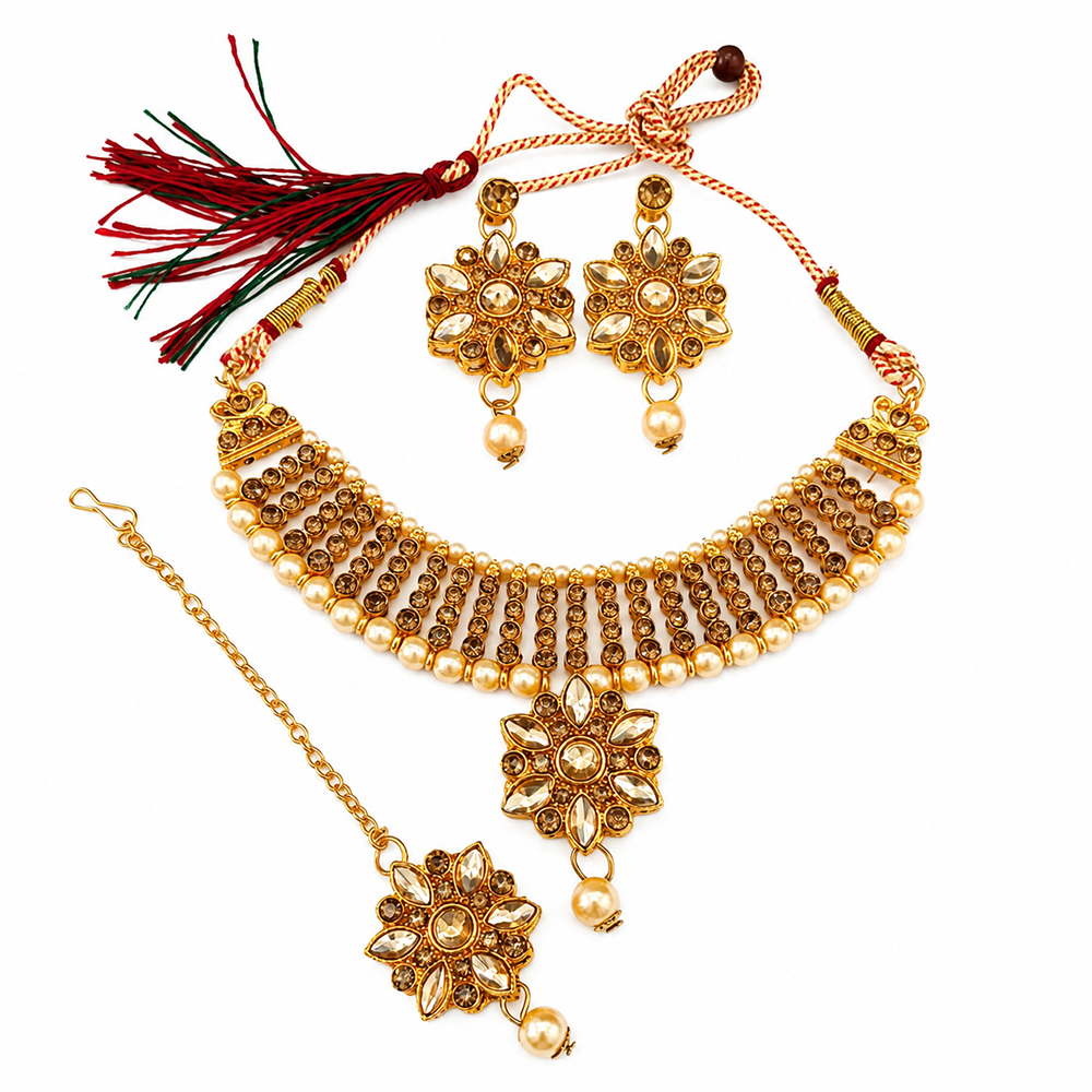 Urthn Beautiful Crystal & Austrian Stone Jewellery Set for Women Festive & Special Occasions(Pack of 3)