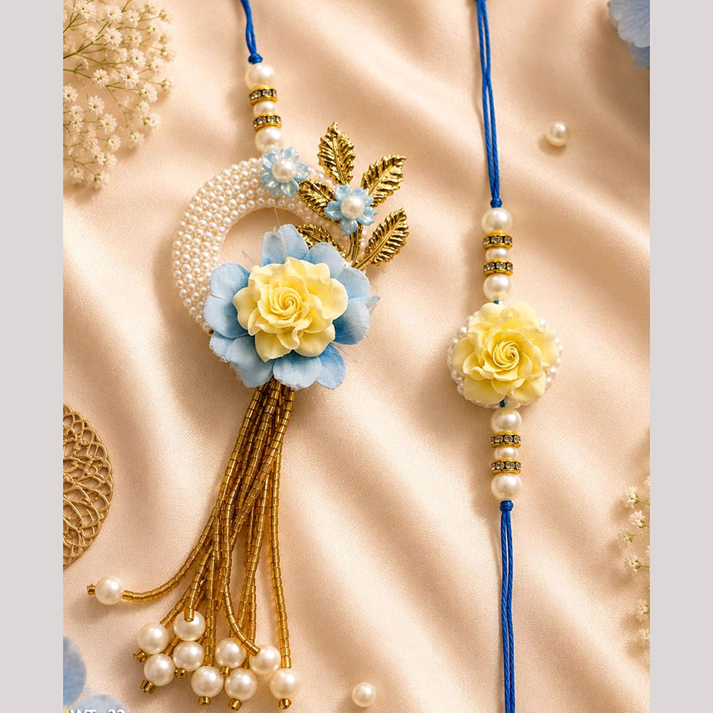 Everlasting Quality Jewels Bhaiya And Bhabhi Crystal Stone Rakhi With Lumba