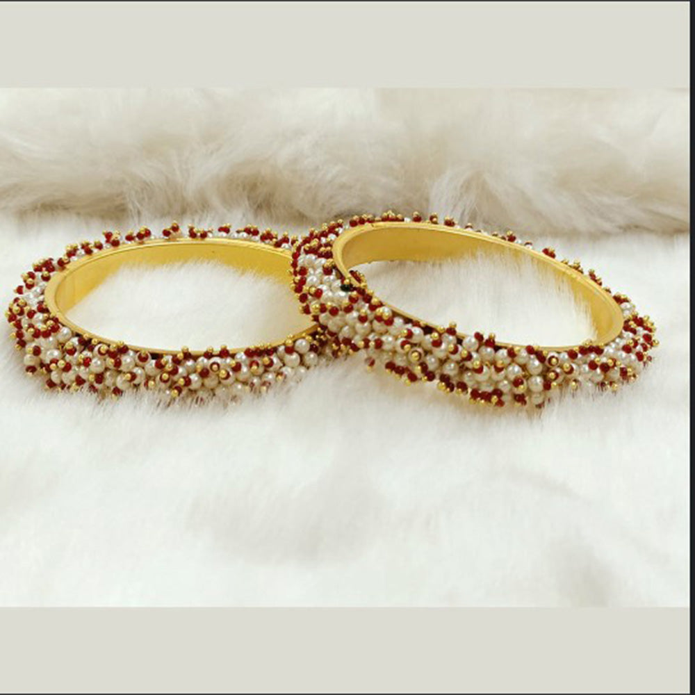 Darshana Jewels Gold Plated Pearl Bangles Set