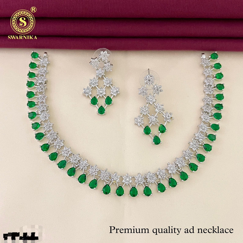 FS Collection Silver Plated AD Stone Necklace Set