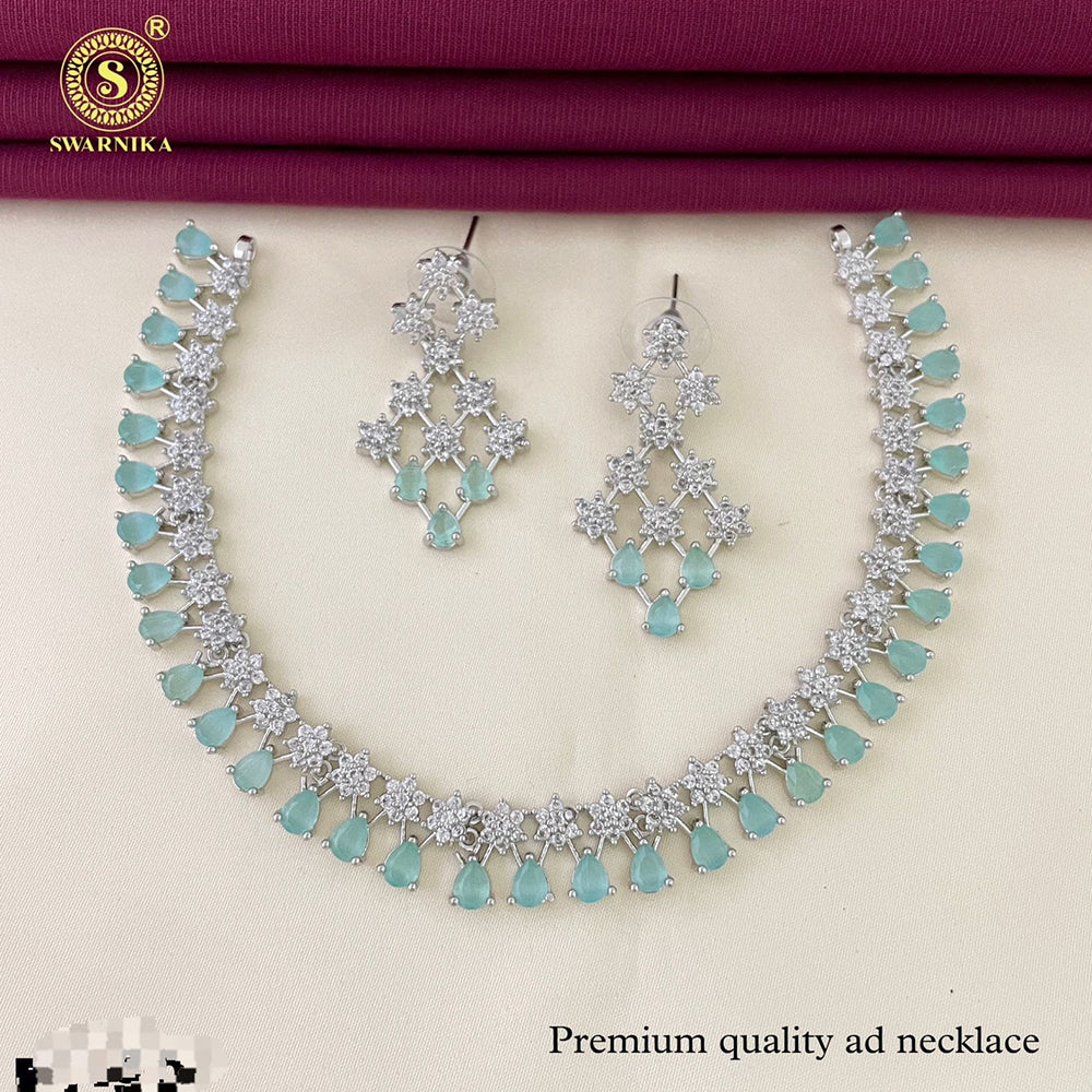 FS Collection Silver Plated AD Stone Necklace Set