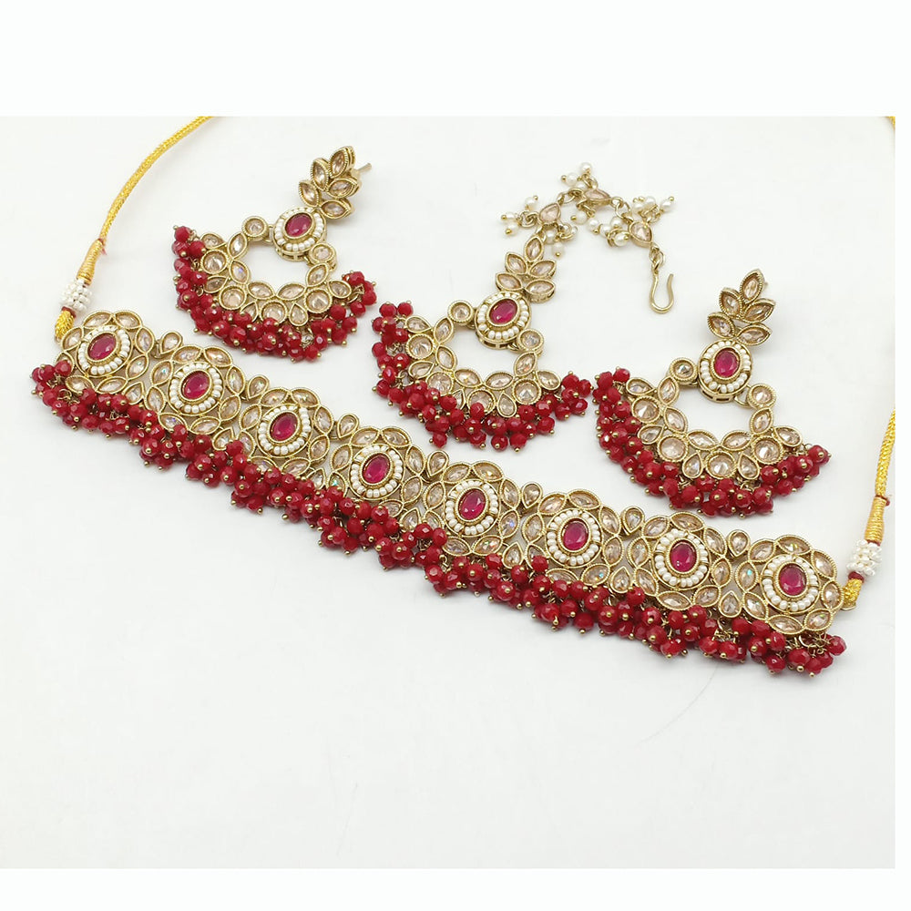 FS Collection Gold Plated Crystal Stone Necklace Set