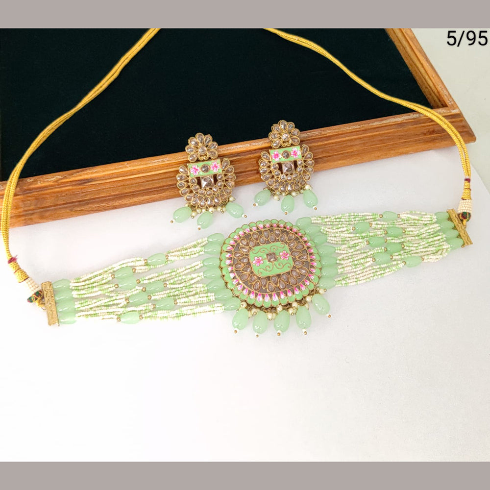 FS Collection Gold Plated Crystal Stone Necklace Set