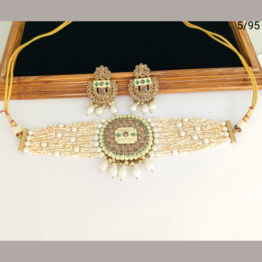 FS Collection Gold Plated Crystal Stone Necklace Set