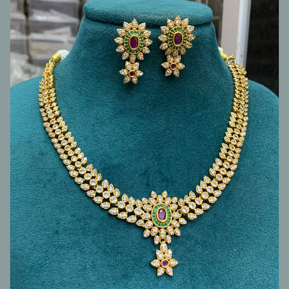 FS Collection Gold Plated AD Stone Necklace Set