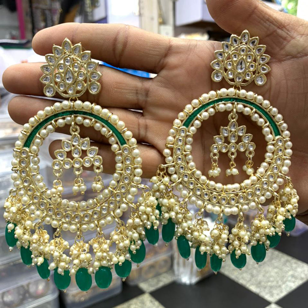 FS Collection Gold Plated Pearl Dangler Earrings