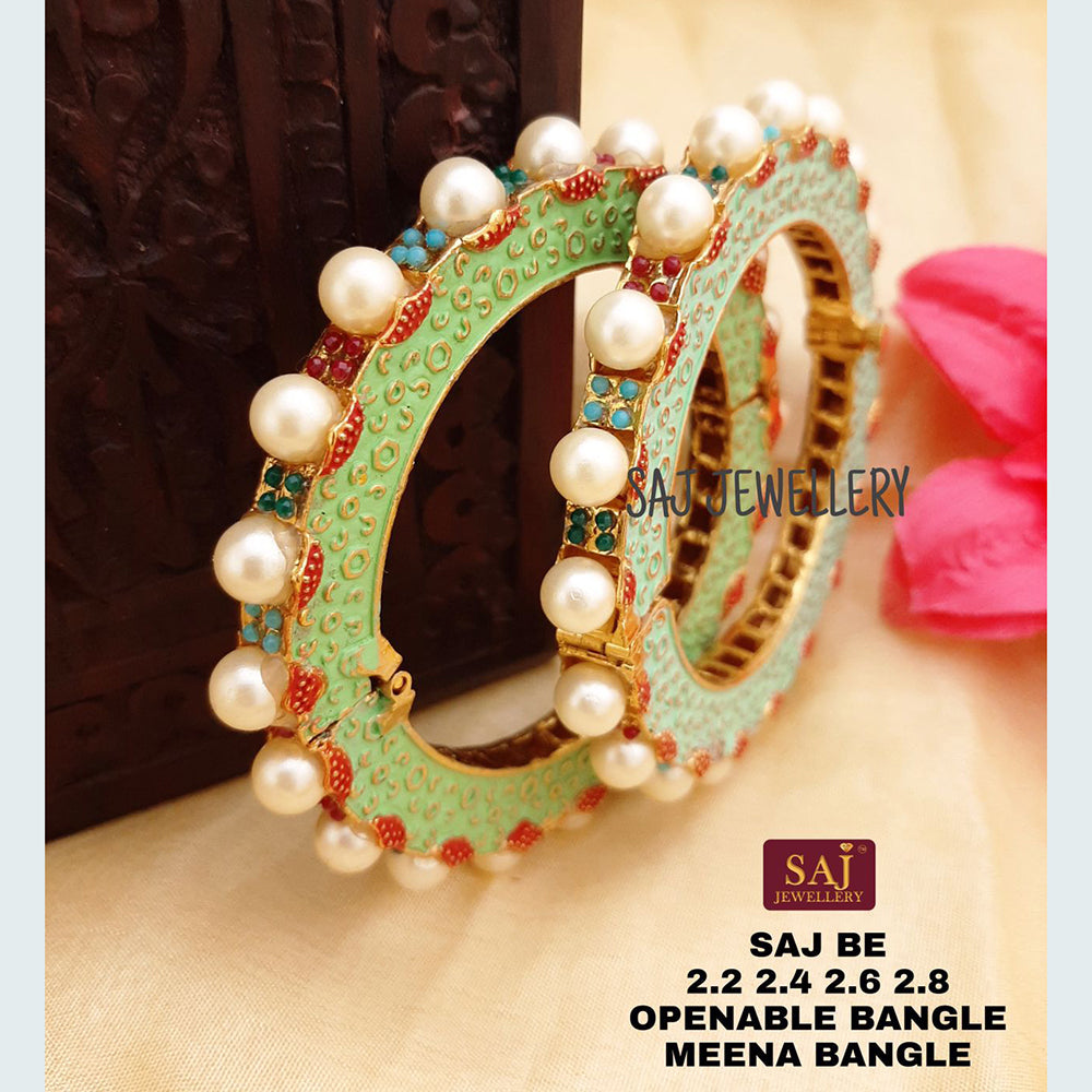 FS Collection Gold Plated Openable Meenakari Bangles Set