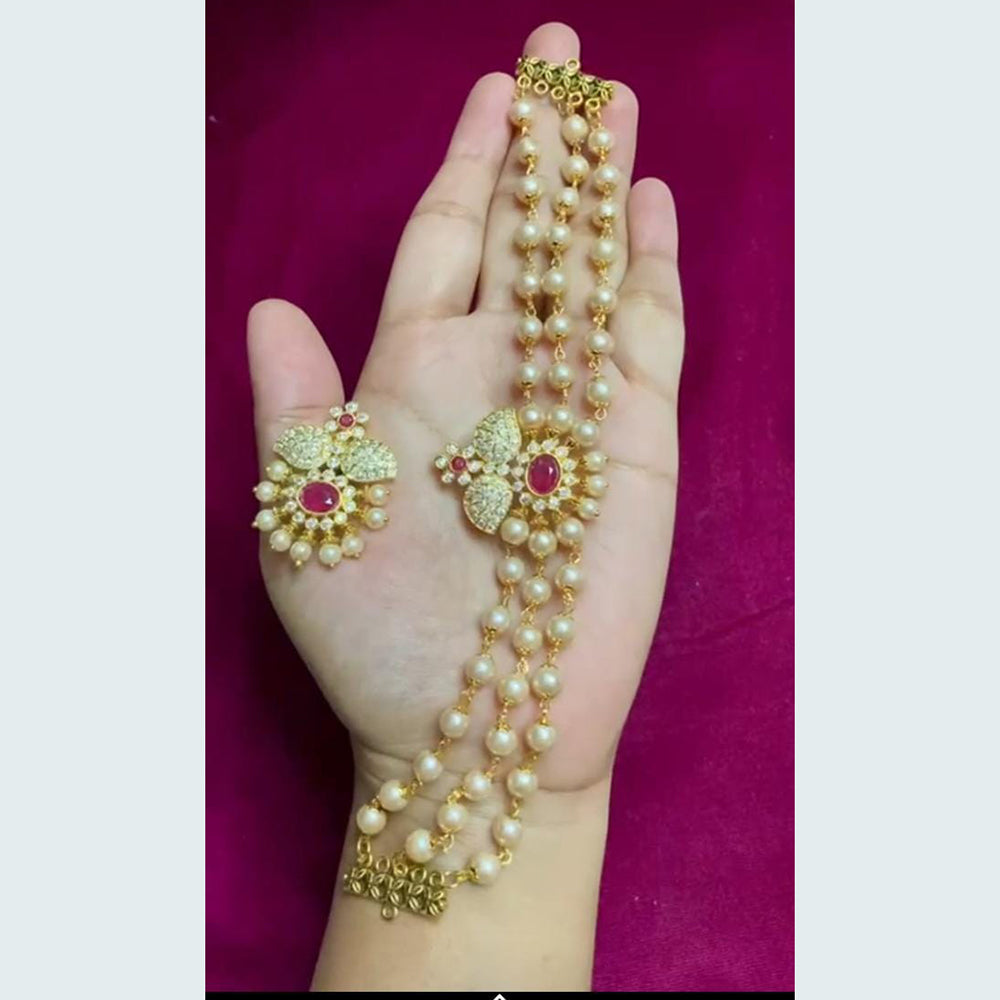 FS Collection Gold Plated AD Stone Choker Necklace Set