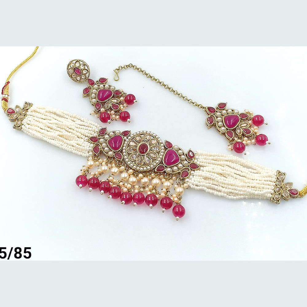 FS Collection Gold Plated Choker Necklace Set