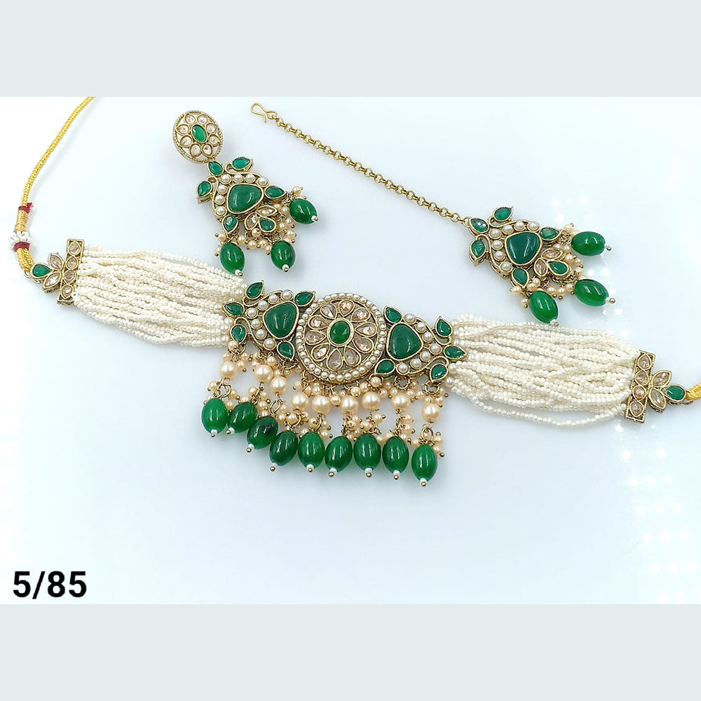 FS Collection Gold Plated Choker Necklace Set