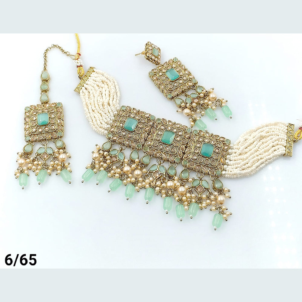 FS Collection Gold Plated Choker Necklace Set