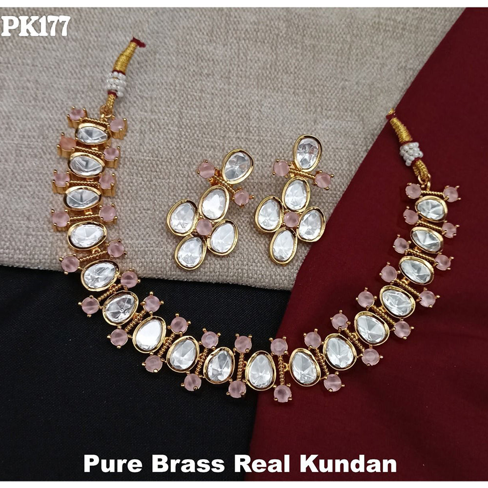 FS Collection Gold Plated Kundan Stone Necklace Set