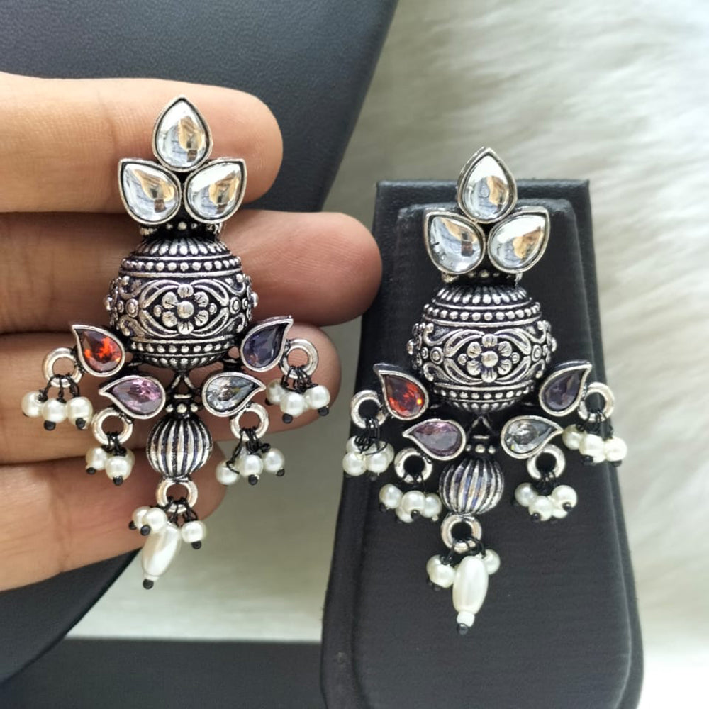 FS Collection Oxidised Plated Dangler Earrings