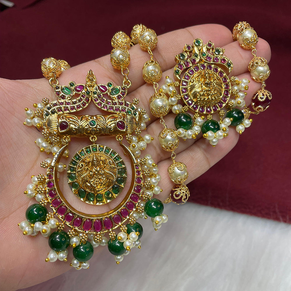 FS Collection Gold Plated Pota Stone Necklace Set