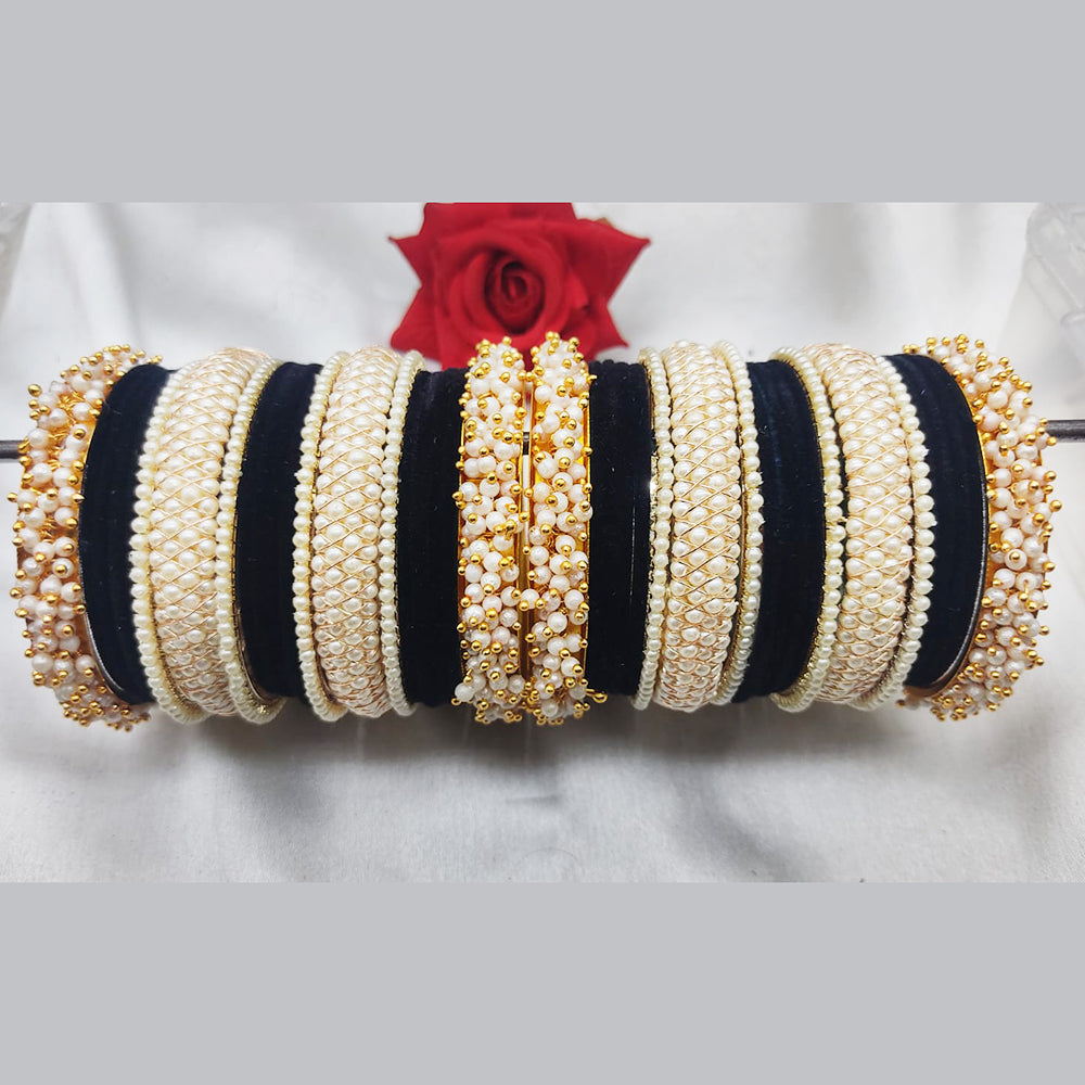 FS Collection Gold Plated Velvet Bangles Set