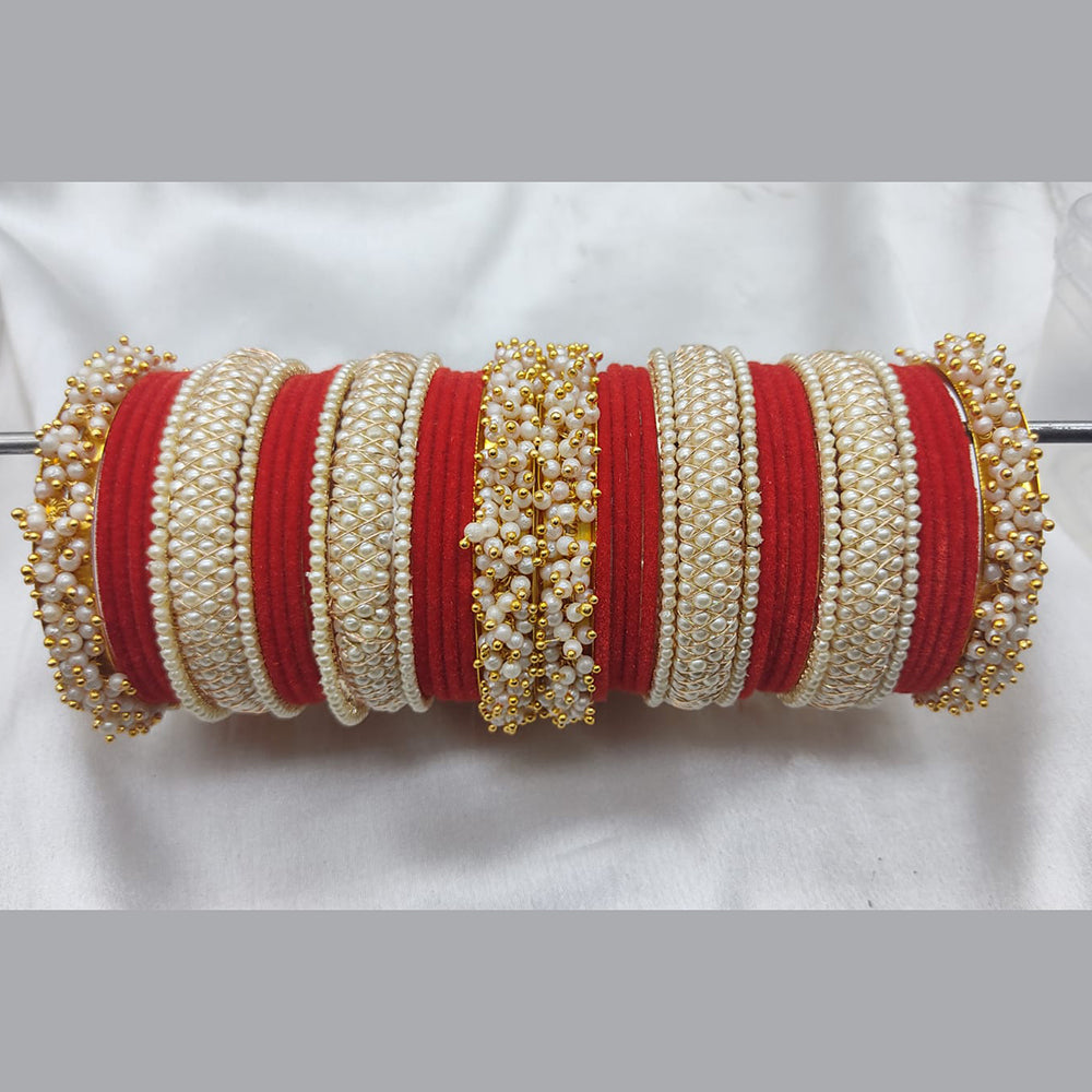 FS Collection Gold Plated Velvet Bangles Set