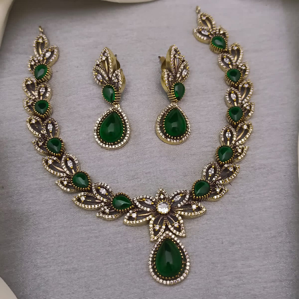 FS Collection Gold Plated Crystal Stone Necklace Set