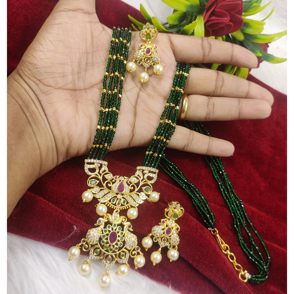 FS Collection Gold Plated Austrian Stone Long Necklace Set