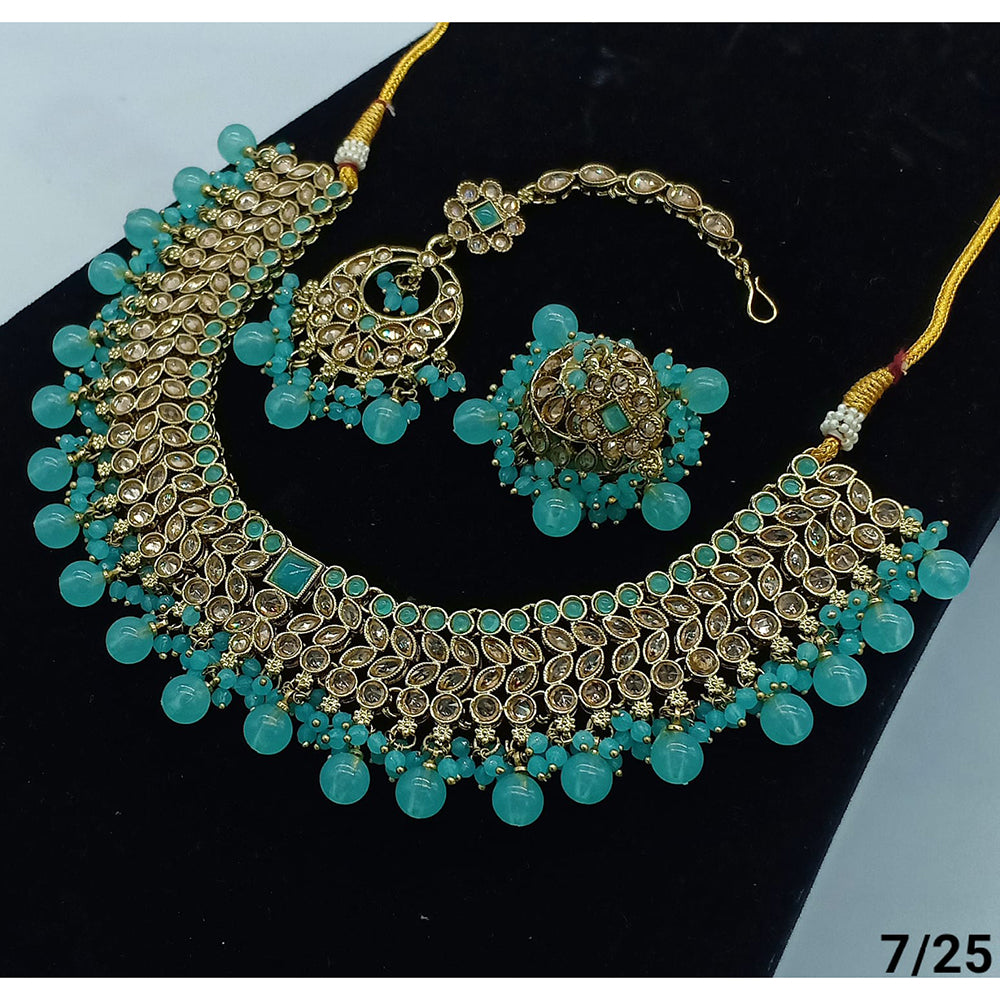 FS Collection Gold Plated Crystal Stone Necklace Set