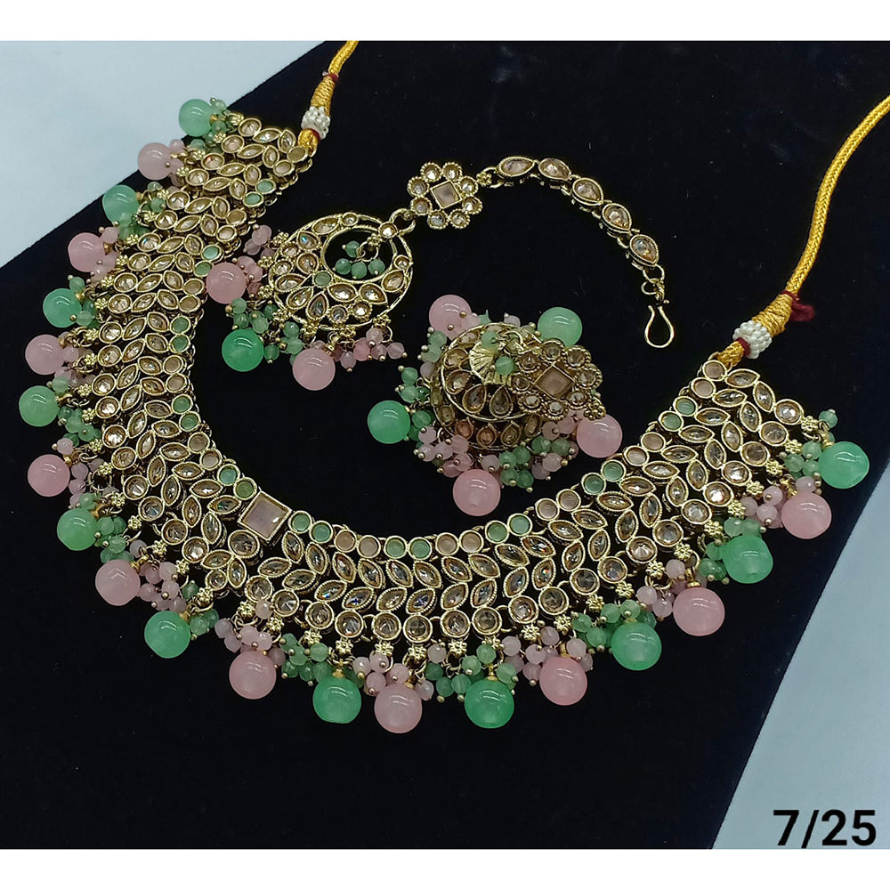 FS Collection Gold Plated Crystal Stone Necklace Set