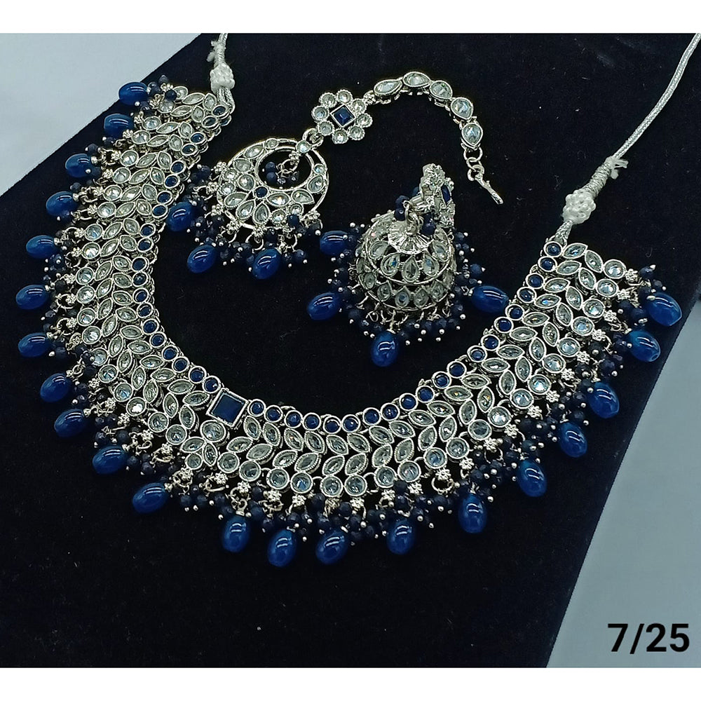FS Collection Silver Plated Crystal Stone Necklace Set