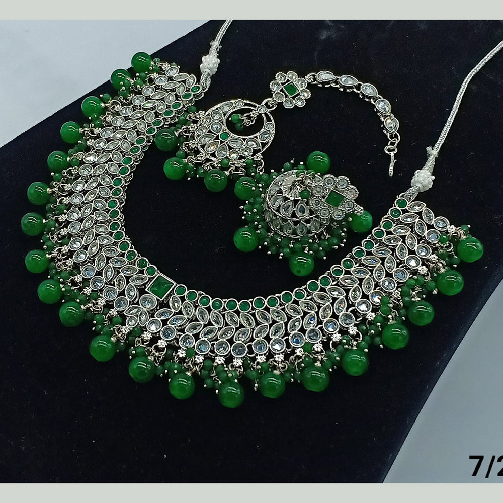 FS Collection Silver Plated Crystal Stone Necklace Set