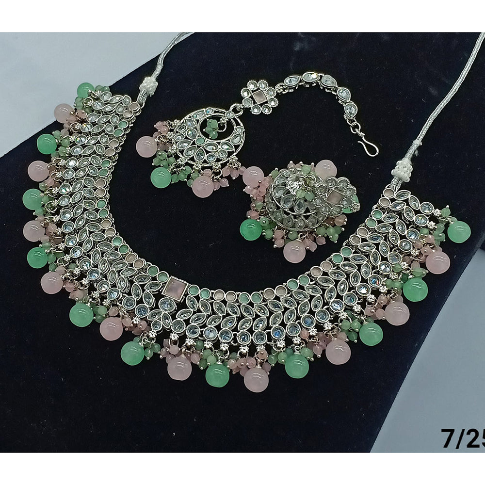 FS Collection Silver Plated Crystal Stone Necklace Set