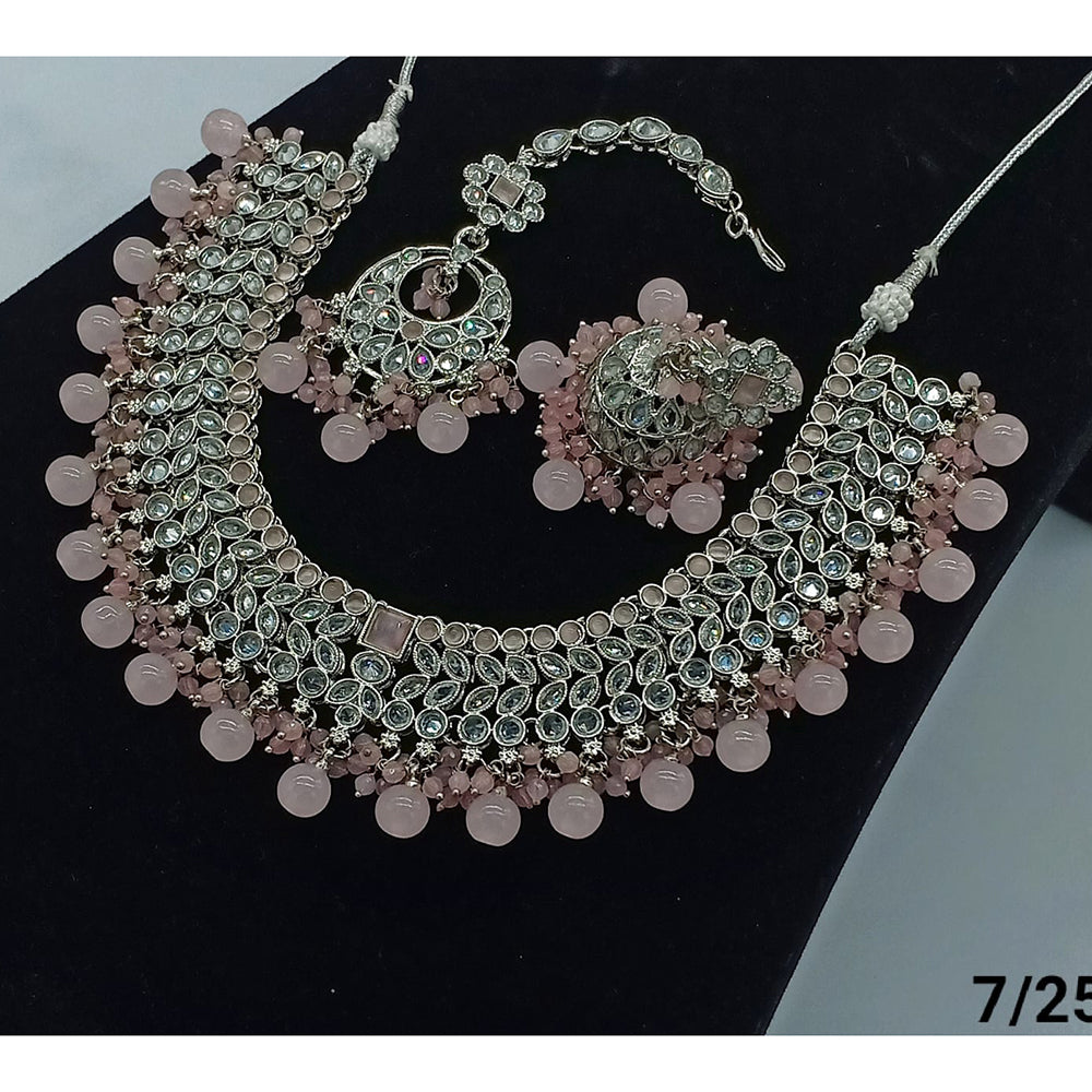 FS Collection Silver Plated Crystal Stone Necklace Set
