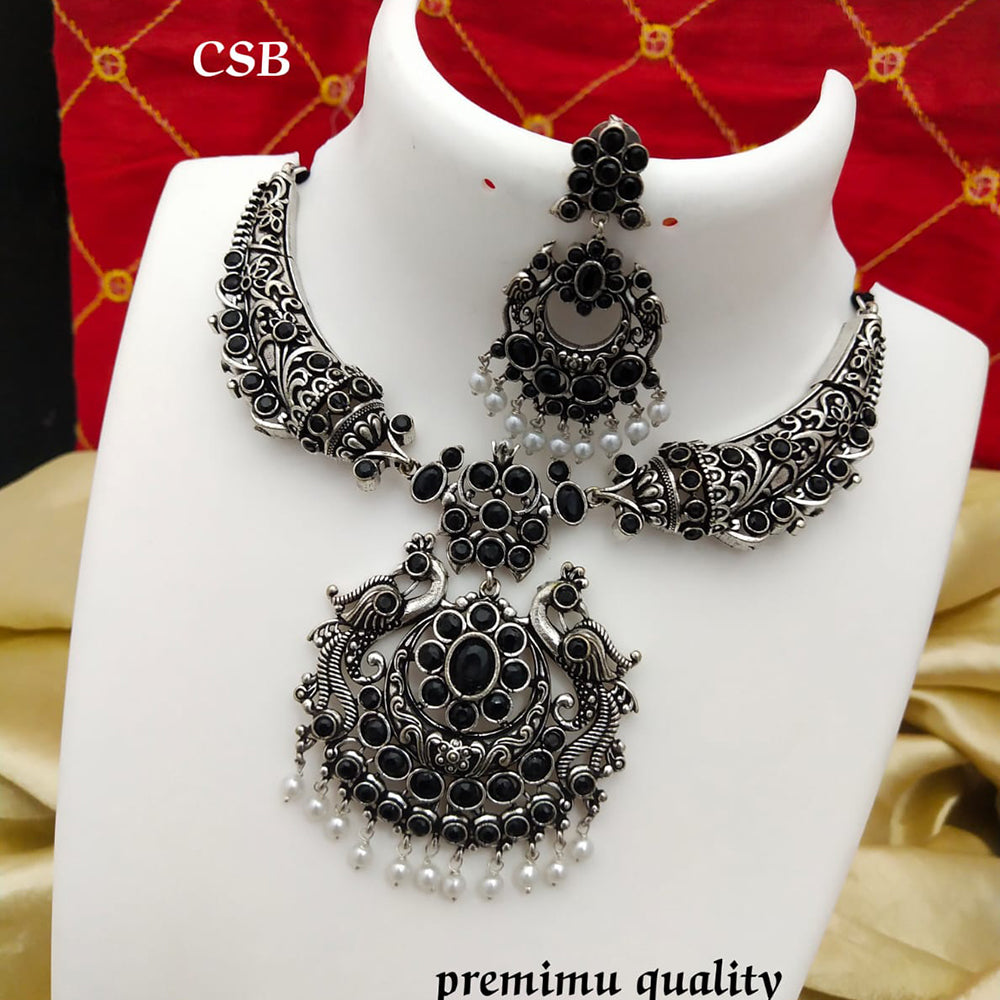 FS Collection Oxidised Plated Necklace Set