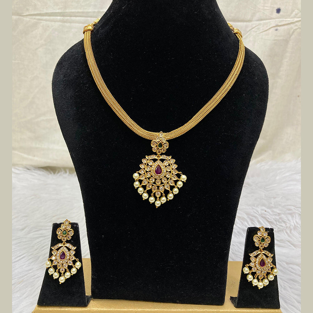 FS Collection Gold Plated AD Stone Necklace Set