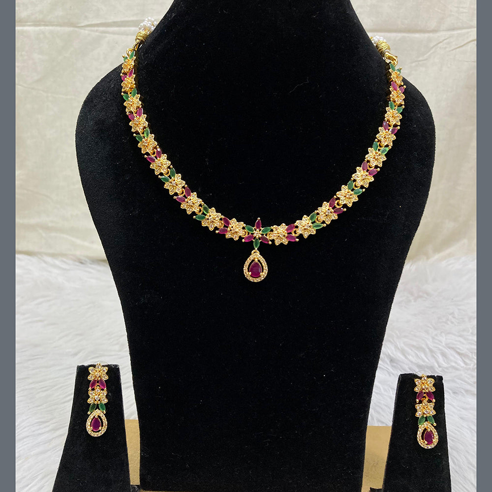FS Collection Gold Plated AD Stone Necklace Set
