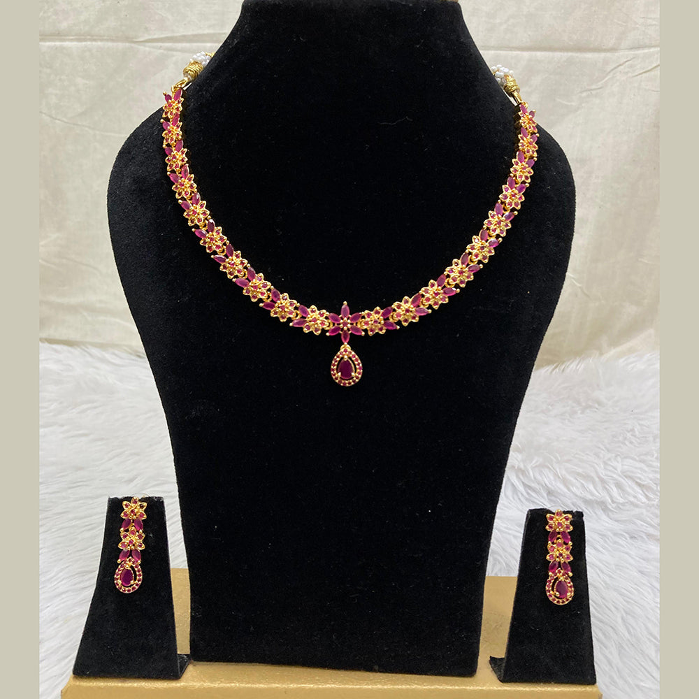 FS Collection Gold Plated AD Stone Necklace Set