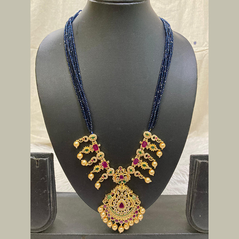 FS Collection Gold Plated AD Stone Long Necklace Set