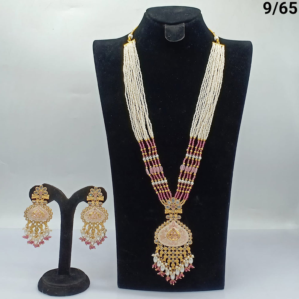 FS Collection Gold Plated Meenakari Long Necklace Set