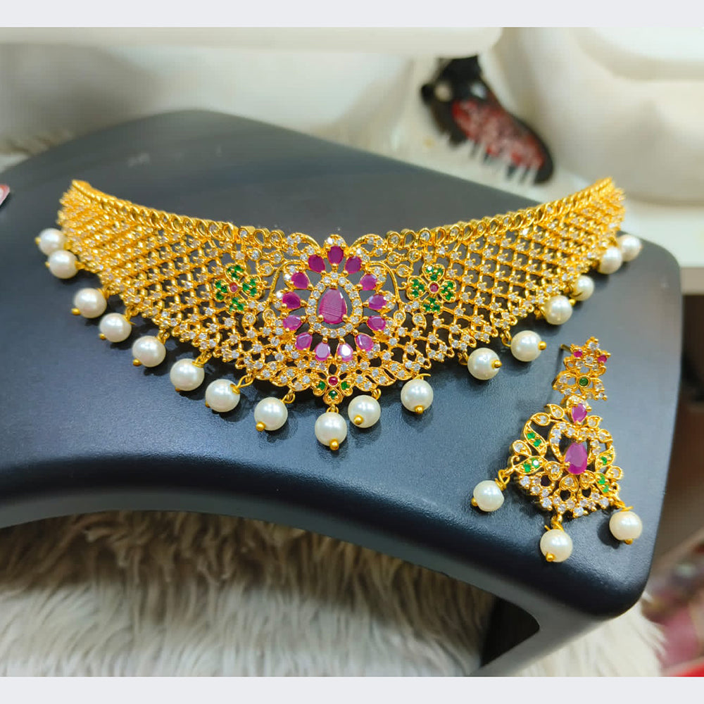 FS Collection Ad Stone Gold Plated Necklace Set