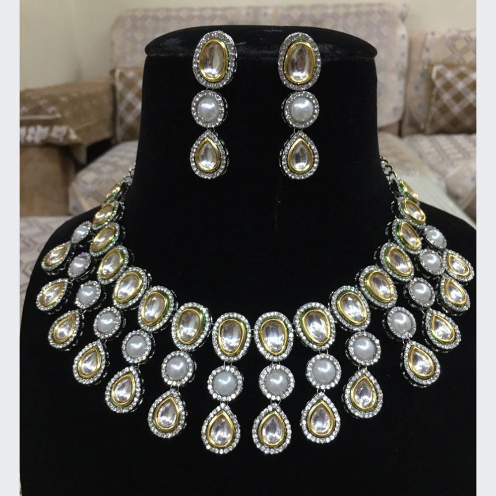 FS Collection Silver Plated Crystal Stone Necklace Set